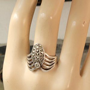 Vintage QUEEN Gothic and Renaissance Ring Marcasites SIZE 7 ELEGANT